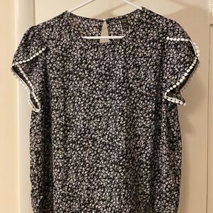 Chic Black and White Floral Blouse
